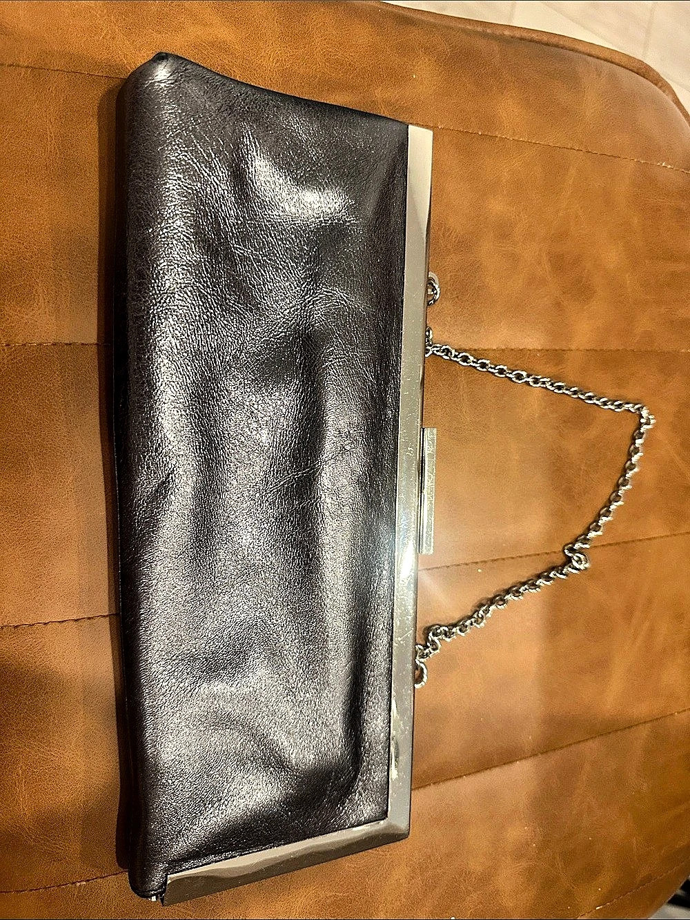 Calvin Klein Gun Metal Chain Clutch